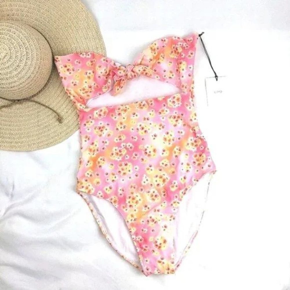 ONIA Strapless Swimsuit Pink Floral Women's size M